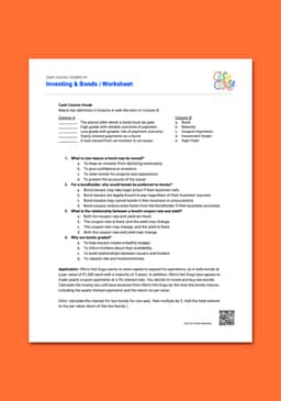 "Cash Course: Investing & Bonds" Worksheet