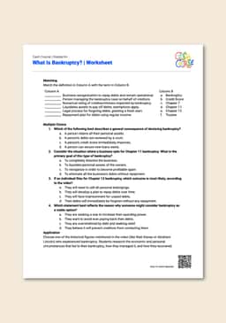 "Cash Course: What Is Bankruptcy?" Worksheet