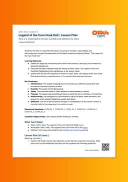 "Otto's Tales: Legend of the Corn Husk Doll" Lesson Plan