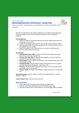 "Cash Course: Measuring Economic Performance" Lesson Plan