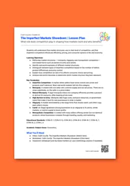 "Cash Course: The Imperfect Markets Showdown" Lesson Plan