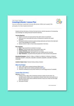 "Cash Course: Investing & Bonds" Lesson Plan