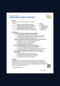"Cash Course: Is Market Failure an Option?" Worksheet
