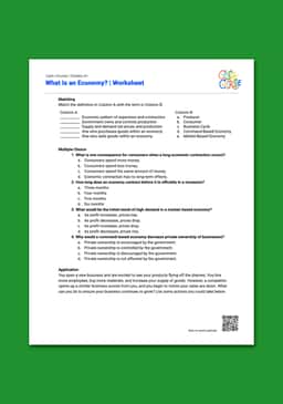 "Cash Course: What Is an Economy?" Worksheet