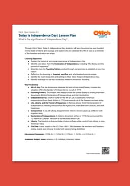"Otto's Tales: Today Is Independence Day" Lesson Plan