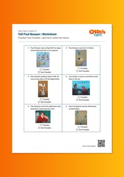 "Otto's Tales: Tall Paul Bunyan" Worksheet