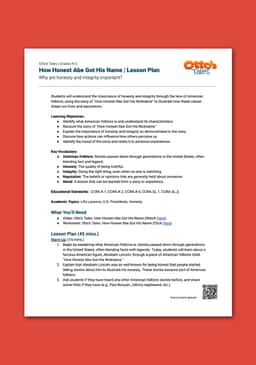 "Otto's Tales: How Honest Abe Got His Name" Lesson Plan