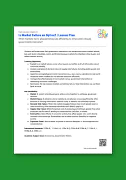 "Cash Course: Is Market Failure an Option?" Lesson Plan