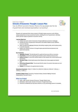 "Cash Course: Schools of Economic Thought" Lesson Plan