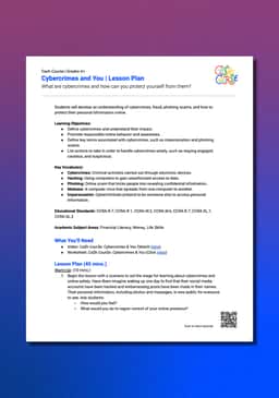 "Cash Course: Cybercrimes and You" Lesson Plan