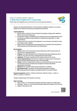 "History in 5: Constitution Explained—What Does Congress Do?" Lesson Plan