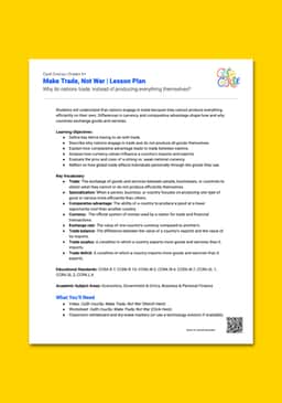 "Cash Course: Make Trade, Not War" Lesson Plan