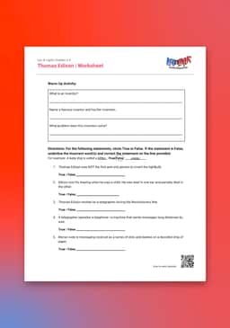 "Leo & Layla: Thomas Edison" Worksheet