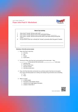 "Leo & Layla: Pope John Paul II" Worksheet
