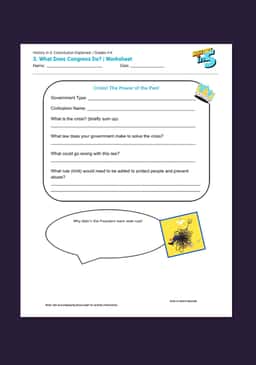 "History in 5: Constitution Explained—What Does Congress Do?" Worksheet